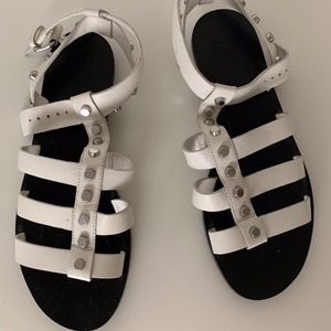 NEW Marc Fisher studded white leather sandals new